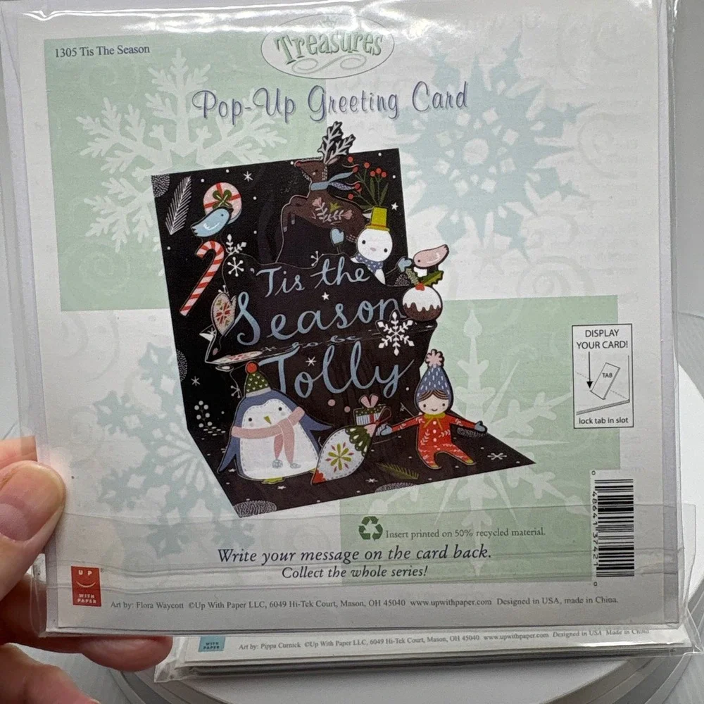 3 Treasures Pop‎ Up Arctic Animal Christmas Greeting Cards Penguin Polar Bear